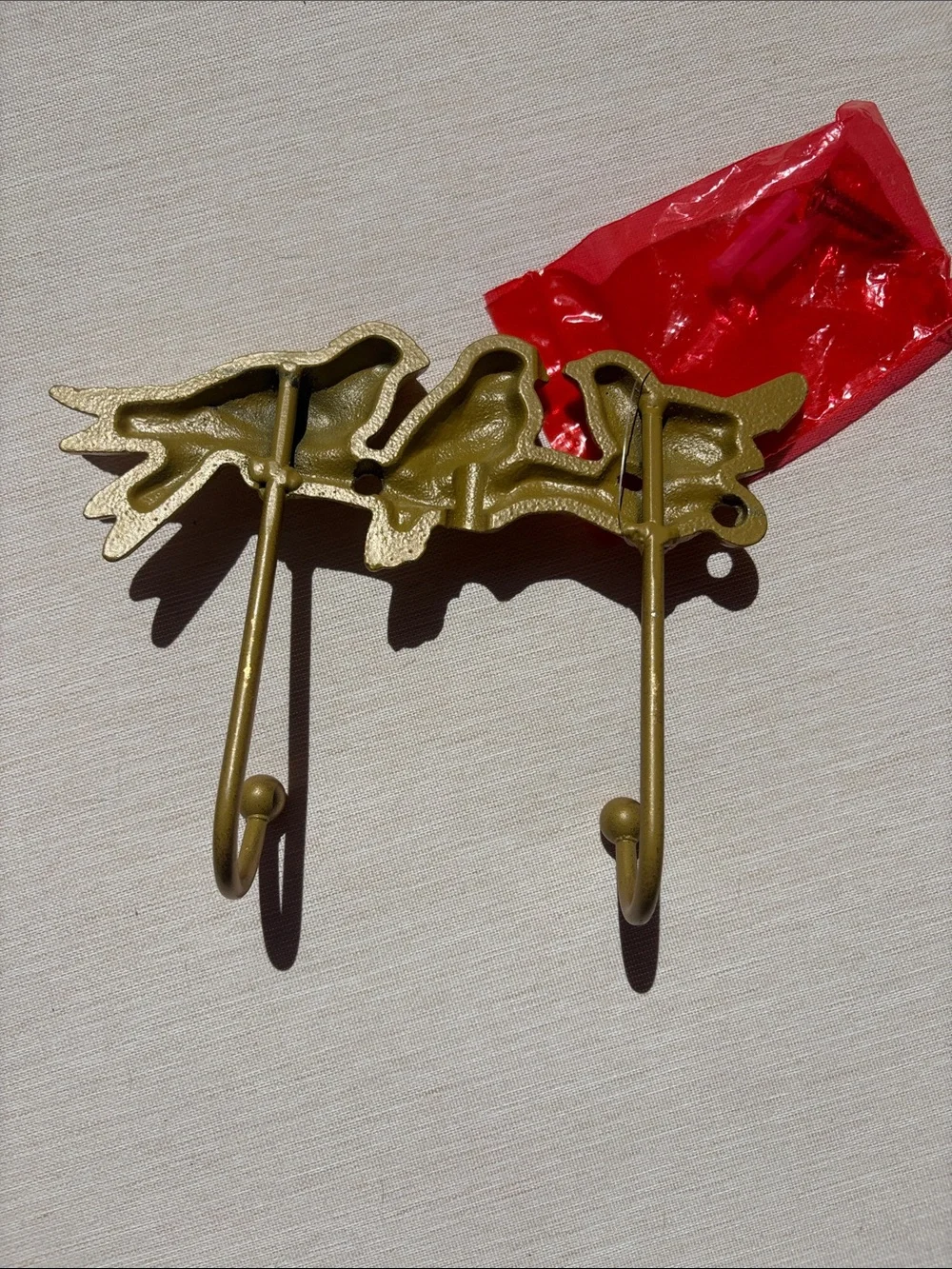 Gold Bird Metal Double Hook Wall Hanger - Gold